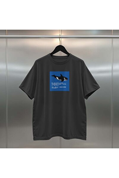 buzagi Anarchy Digital Print Oversize Unisex Black T-Shirt
