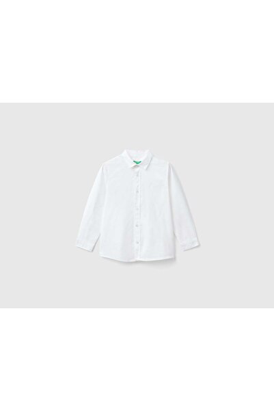 United Colors of Benetton قميص قطني بأكمام طويلة وياقة كلاسيكية للأولاد