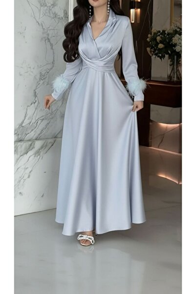 Livia Plain long-sleeve maxi dress