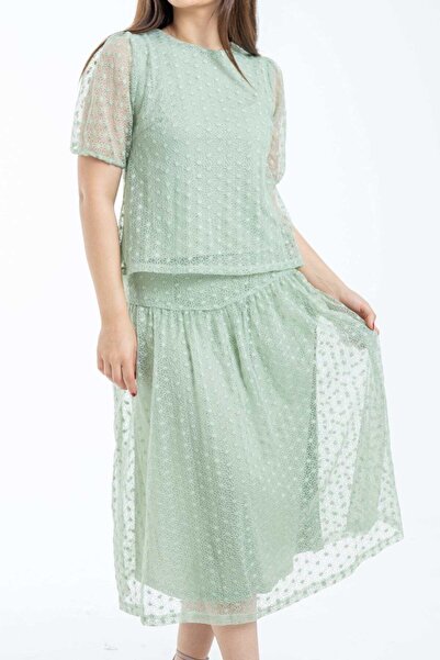 mica Lace Detail Polka Dot Top