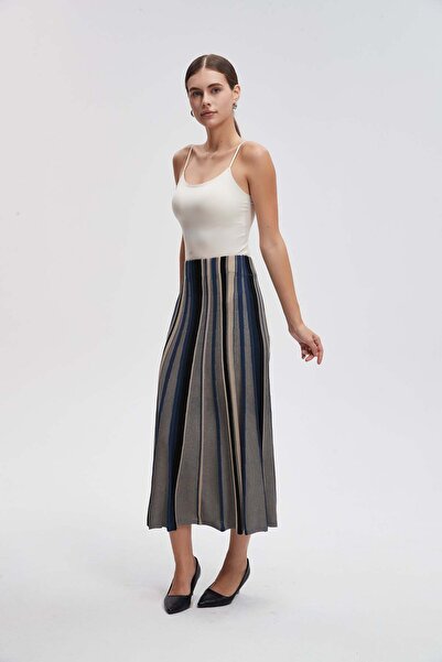 Livia Striped Midi Skirt