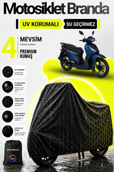 Motobros قماش القنب للدراجات النارية بيجو تويت أسود مقاوم للماء ومتين (أعلى س...