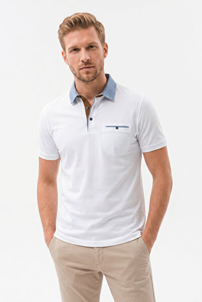 Kyron Ανδρικό T-Shirt Polo Neck 100% Cotton - Λευκό