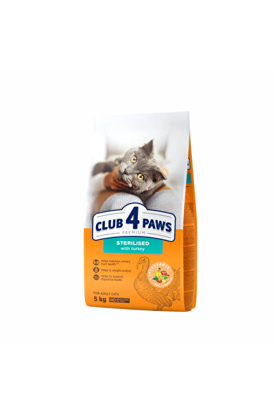 Club4Paws Club 4 Paws, Hrană uscată pentru pisici sterilizate, curcan, 5kg