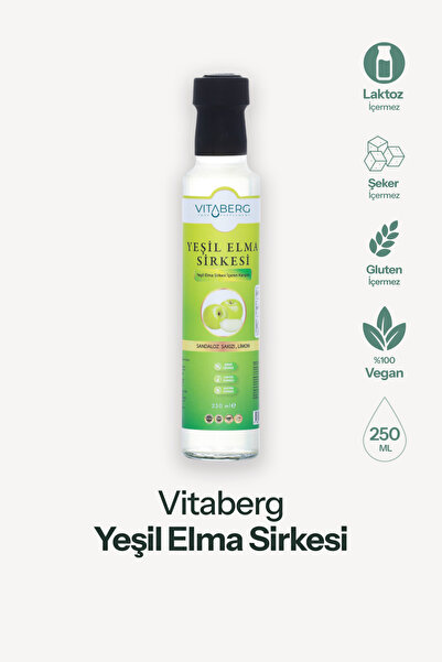 Vitaberg Yeşil Elma Sirkesi | Sandaloz Sakızı ve Limon İçeren Sirke Karışım 2...