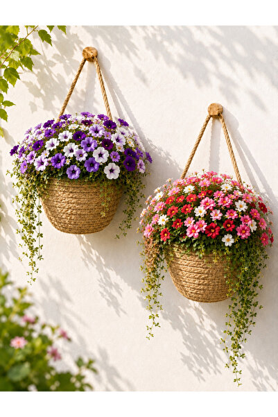 ÖRGÜM Coș decorativ, set de 2 mini organizatoare pentru ghivece cu flori 12x1...