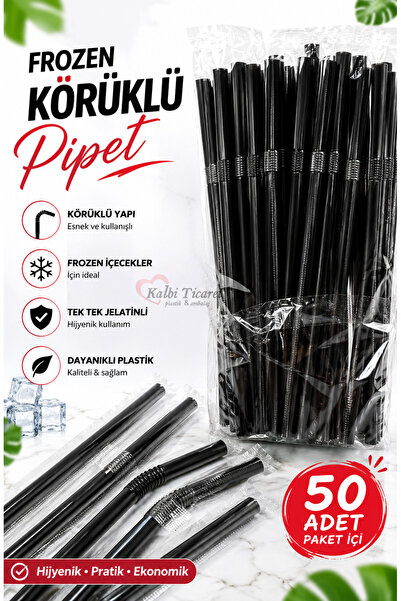Kalbi Ticaret Siyah Pipet 50'li Paket Frozen Körüklü Pipet Jelatinli Sargılı ...