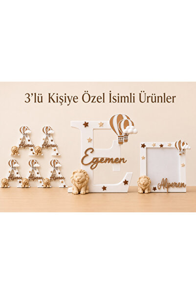 Liora3dStudio Kişiye Özel 3D İsimli Harf Standı, 5’li Magnet ve Fotoğraf Çerç...