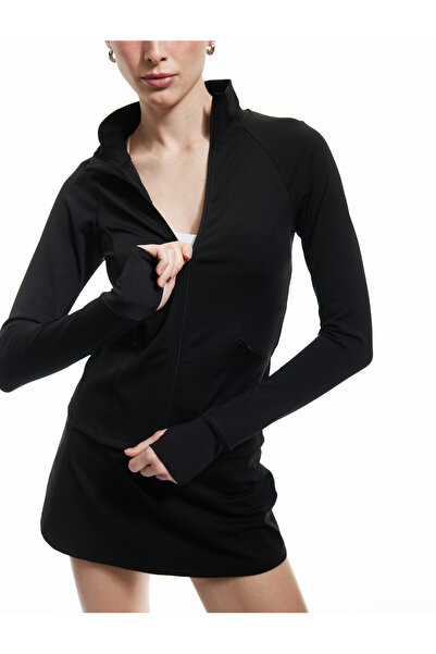 Koton Zippered Pocket Detailed Stand Collar Slim Fit Sports Sweatshirt