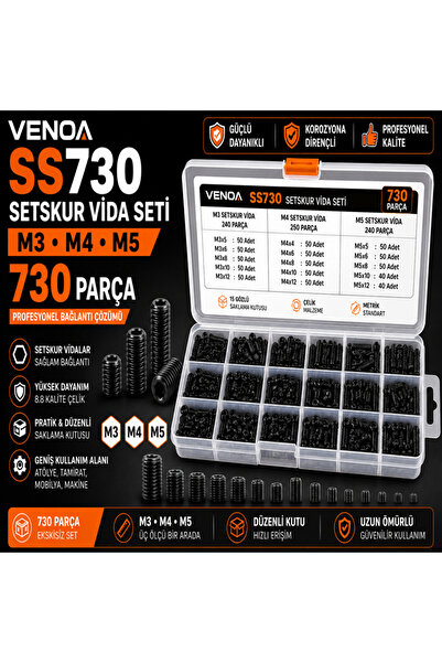 Venoa Ss730 Setskur Vida Seti M3, M4, M5 Çantalı 730 Parça