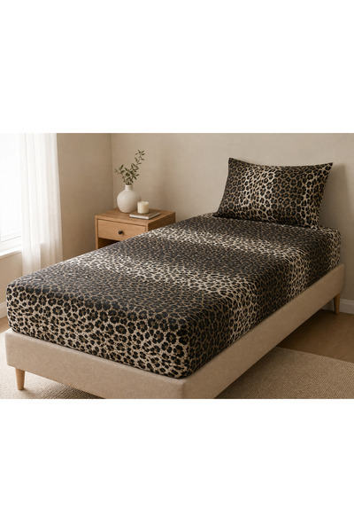 ŞENER HOME Set cearșaf pentru adulți, cu model leopard, 100x200 24 cm