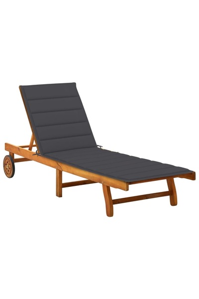Concept Șezlong de grădină cu pernă, lemn masiv de acacia