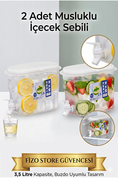 Store 2’li Musluklu İçecek Sebili 3.5 Litre | Buzdolabı Uyumlu Şeffaf Su ve L...