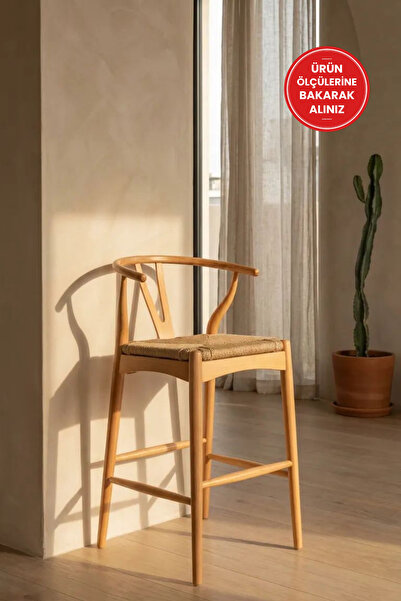 silla Havana Bar Sandalyesi Örme Oturum Naturel Ahşap Ada Sandalye