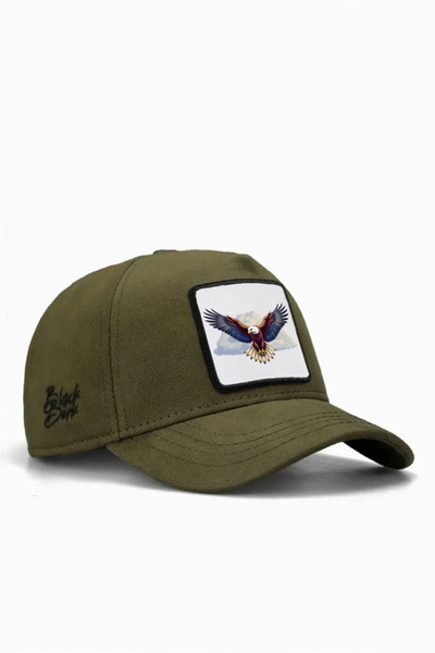 BlackBörk قبعة تراكر للأطفال باللون الكاكي مع شعار Kids Eagle