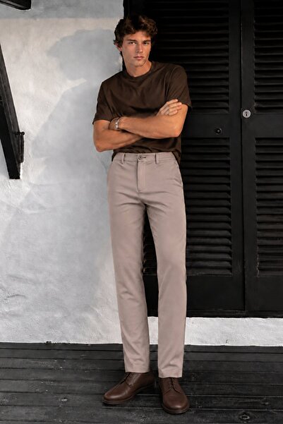 Madmext Ανδρικό παντελόνι Mink Regular Fit με ίσια γραμμή και πλαϊνές τσέπες ...