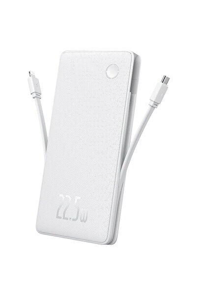 Baseus Cablu USB-C Type-C Lightning Dual 22.5W 10000mAh Airpow Air Lite Alb
