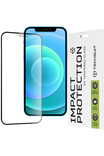 Techsuit Folie pentru iPhone 12 / 12 Pro - 111D Full Cover / Sticlă cu adeziv...