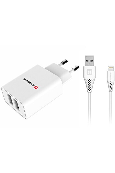 SWISSTEN Călătorie, Circuit Integrat Inteligent, 2.1A, 1.2m, 2 X USB, cablu L...