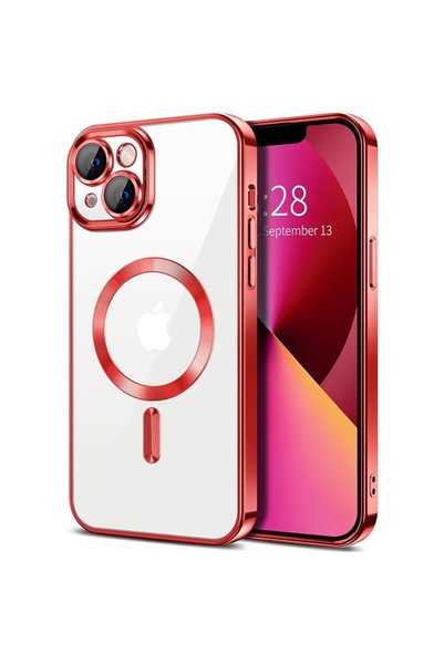 Techsuit Калъф за iPhone 13 - Луксозен кристален MagSafe - Червен