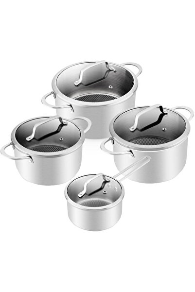 ETA Set 4 vase de gatit Honeycomb 1929 90000, otel inoxidabil, suprafata spec...