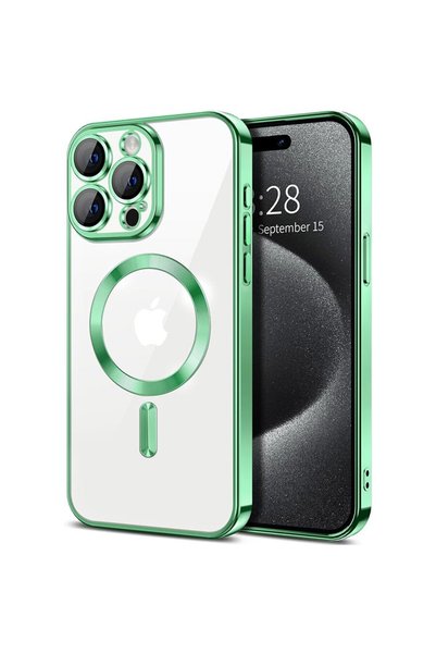Techsuit Husă pentru iPhone 15 Pro Max - Luxury Crystal MagSafe - Verde deschis