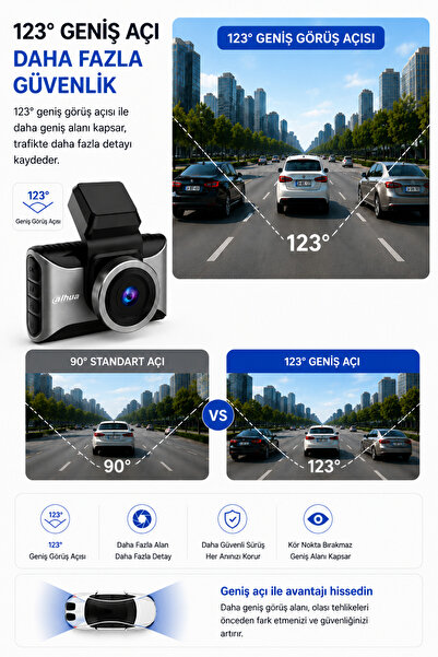 DAHUA S10 4K G-Sensör Gece Görüş Destekli Döngüsel Kayıt Yapabilen Geniş Açılı Wi-Fi Mobil Uygulamalı Ön ve Arka Çift Araç İçi Kamera (DAHUA TÜRKİYE GARANTİLİ)