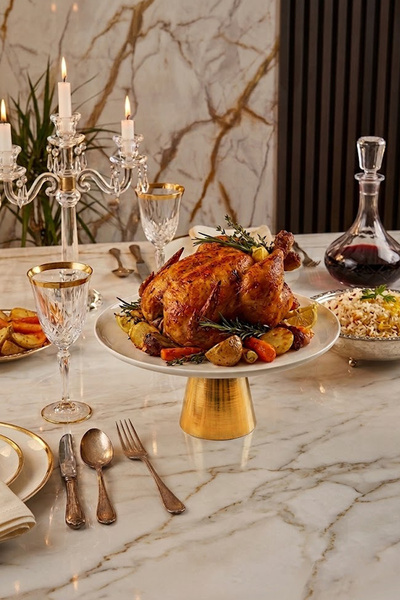 MAY HOME Porselen Gold Metal Ayaklı Tabak & Pasta Kek Kurabiye Sunumluğu Serv...