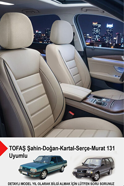 GM-DESIGN Jet Beige Leather Car Seat Cover (Compatible with Tofaş Kartal-Şahi...