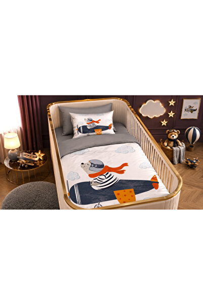 Fabeteks Pilot Teddy Bear Single Digital Baby Bedding Set