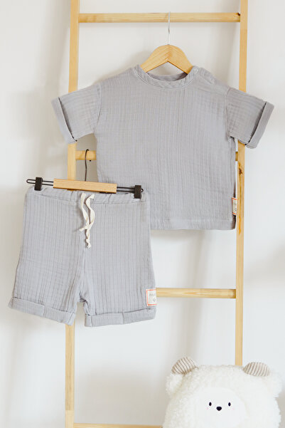 PAHTA 4 Layer Muslin Summer Children's Shorts Top and Bottom Set
