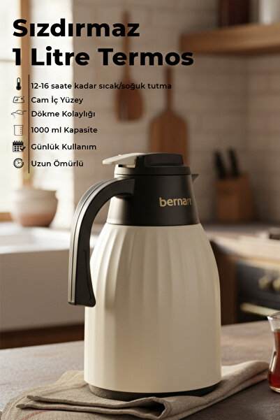 Bernardo Elantra Glass Thermos Cream 1 Liter