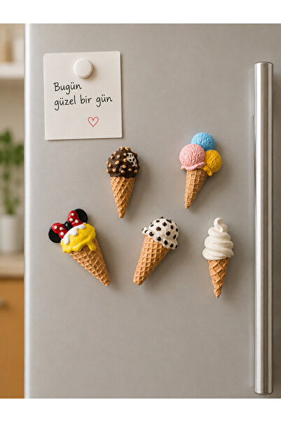 AlohamoraShop 5 Adet Dekoratif Dondurma Külahı Magnet
