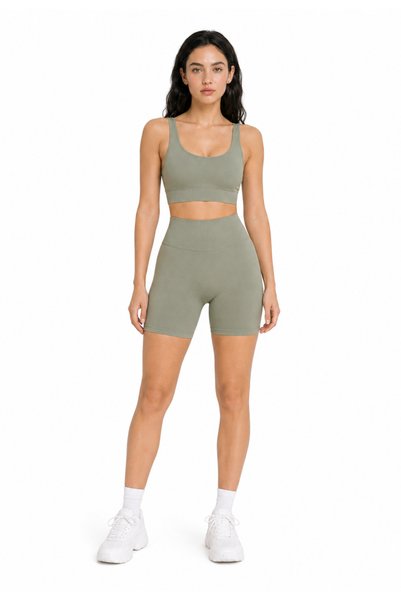 REAL DREAM Women's Seamless Push up Sports Shorts - Gathering High Waist