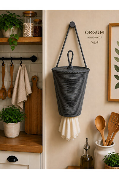 ÖRGÜM Suport pentru pungi Coș organizator pentru pungi cu capac decorativ 30x...