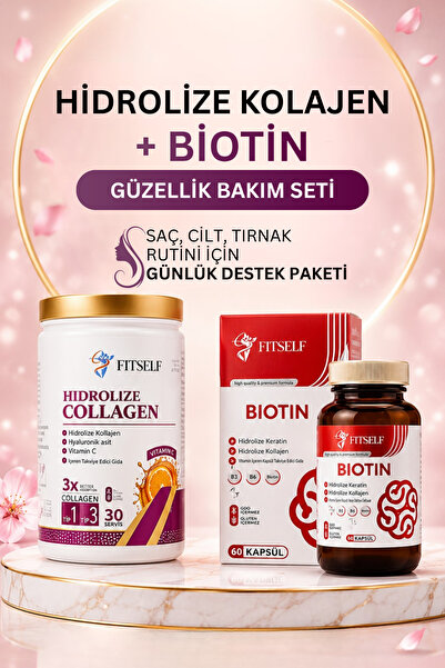 Fitself Beauty Kolajen + Biotin Güzellik Bakım Seti, Saç-Cilt-Tırnak Rutini İ...