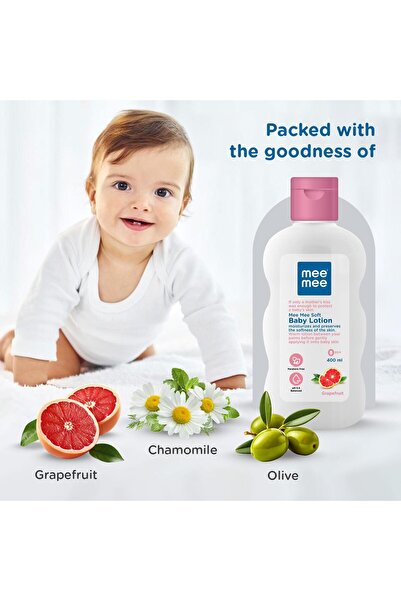 mee mee Baby Lotion - Moisture-Rich Cream with Chamomile, Olive & Grapefruit Extracts, 400 ml