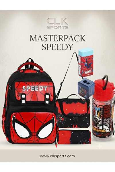 Marvel Spiderman Okul Çantası - Beslenme Çantası - Kalem Çantası Üçlü Set - S...