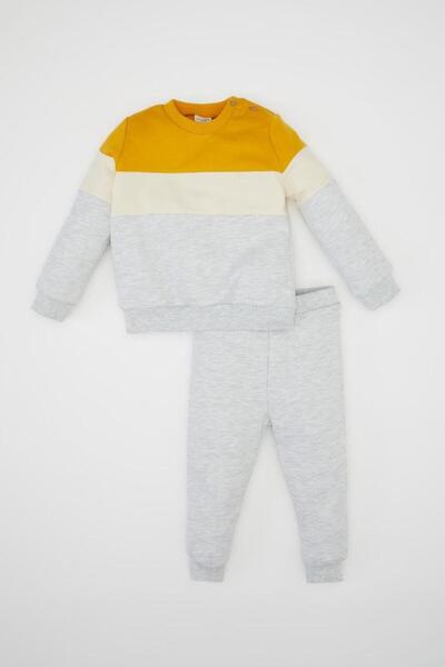 DeFacto 2-teiliges Set für Babys, Jungen, Farbblock, weiches, flauschiges Swe...
