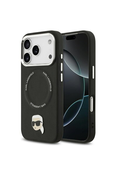 Karl Lagerfeld Husă iPhone 17 Pro - Piele Karl Pin MagSafe (KLHMP17LPSMLRKLK)...