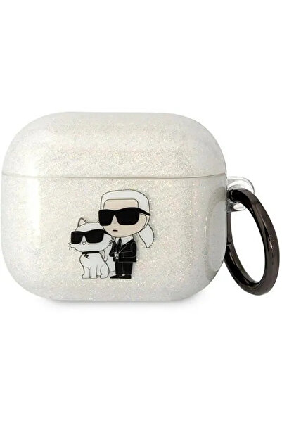 Karl Lagerfeld KLA3HNKCTGT Airpods 3 cover transparent Gliter Karl&amp;Choupette