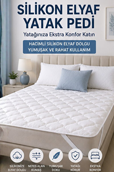 Elyaf Sepeti Dört Köşesi Lastikli Kapitone Desenli Yıkanabilir Silikon Yatak ...