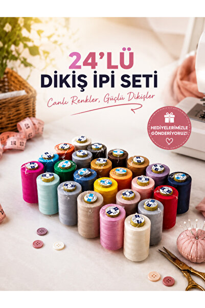 dm dikişmarket Dikiş İplik 24'lü Set Dikiş İpliği HEDİYELİDİR
