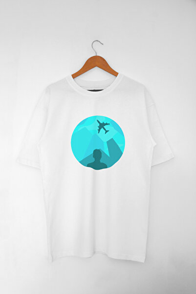 Unisex Oversize Beyaz %100 Organik Pamuk Travelling