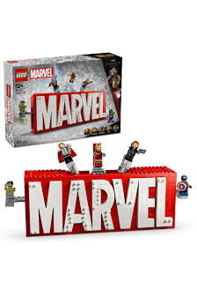 LEGO Marvel: Kit de construcție cu logo-ul Marvel și minifigurine 76313 (931 ...