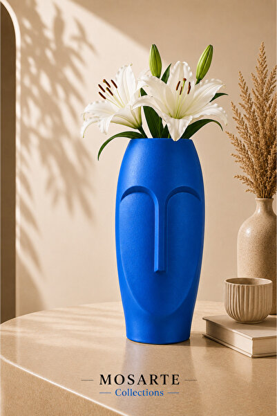 Mosarte Stoneface Series Minimalist Abstract Face Vase / Sculpture – Modern D...