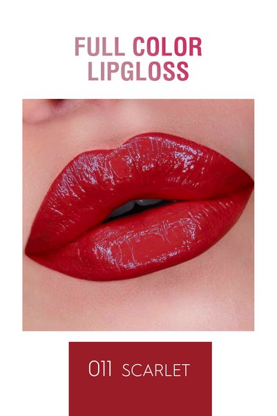 Lollis Full Color Lip Gloss Intensely Pigmented Glossy Liquid Lipstick 011 Scarlet