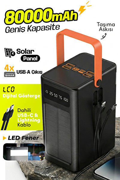 7GO GPW-05 80.000mAh Solar Powerbank – 4xUSB-A, Qualcomm 3.0 Hızlı Şarj, Dahi...