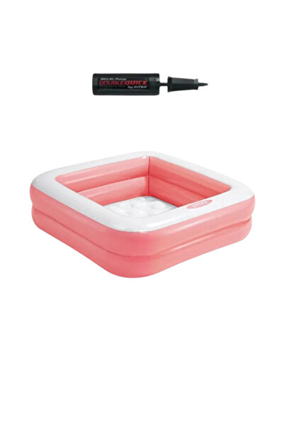 buradanaldım Mini Kare Havuz 86x86x25 cm-Yumuşak Tabanlı Bebek Havuzu-El Pompası