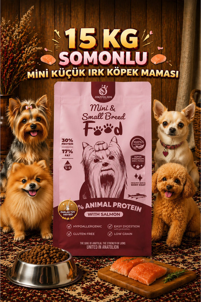 Anatolion Eklem Destekli Somonlu Super Premium Mini Küçük Irk Köpek Maması 15 Kg